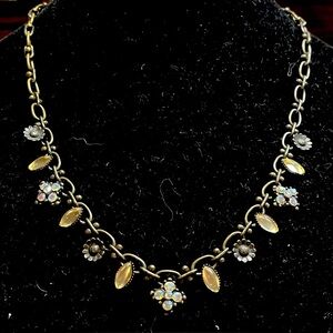 belle france 16 In Coppery Oxidized Chain Necklace with Flower Sparkle Charms
